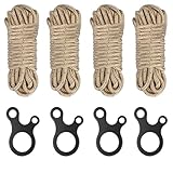 4 StüCke Zelt Wind Schnur 6m×5.5mm Abspannseile Camping, Sturmfestes ZeltzubehöR Mit 4 Halteschnalle, Nachtleuchtfunktion Abspannseile für Zelte, Markisen(Khaki)
