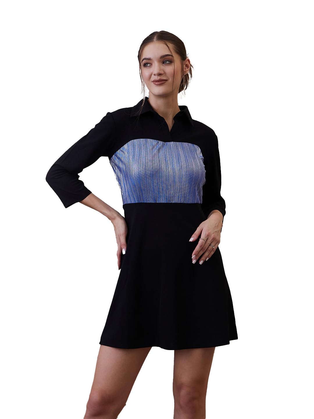 Black Cobalt Blue Blazer Dress-image-49
