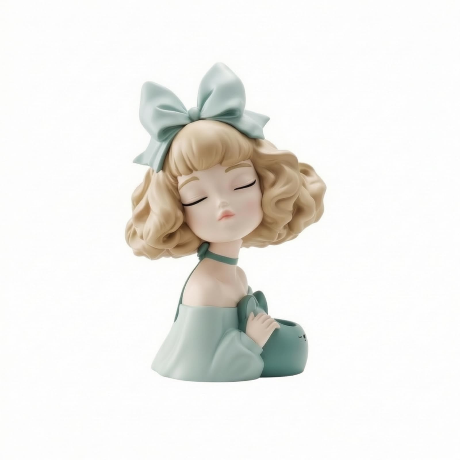 predolo Stilvoll Stifteköcher mit Mädchen-Figur, Grün