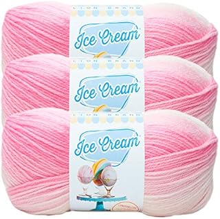 (3 Pack) Lion Brand Yarn ice Cream Baby Yarn, Strawberry