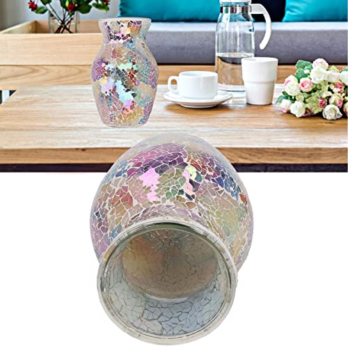 Mosaic Glass Vase, Glossy Stylish Mosaic Glass Flower Vase, European Style Shiny Exquisite Decorative Vase For Living Room Bedroom Decoration #TOP3