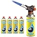 Price comparison product image Faboer Blow Torch Butane Flamethrower Weed Burner Welding Gas Auto Ignition Soldering (Torch + 4 Refills)