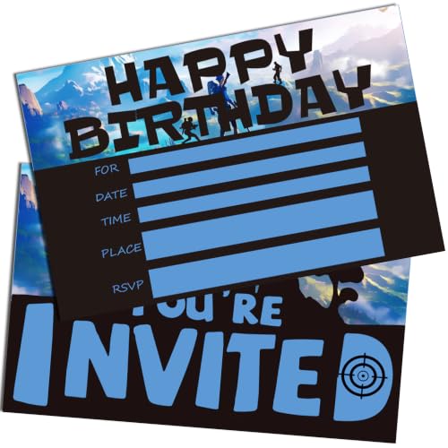 Gaming Birthday Invitations for Boys Shooting Party Invites with Envelopes