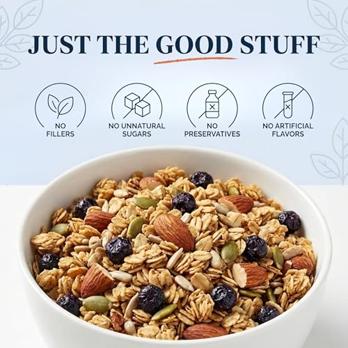 Image of Sweet Diane's Granola - Standard Size (12 oz): Organic Granola, Low-Sugar, High-Fiber, Gluten-Free, Vegan, Delicious Breakfast and Snack Topper (Classic Size, Blueberry Almond)