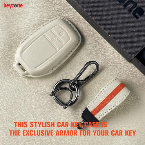Image of keyzone Royal Leather Key Cover with Strap fit for Toyota Innova Crysta, Innova HyCross, Hilux, 2-Button Smart Key