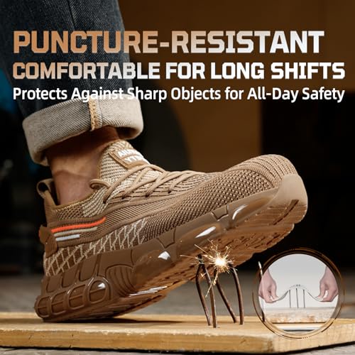Image of Steel Toe Work Shoes for Men Lightweight Safety Shoes with Puncture Resistant Sole Comfortable Construction Industrial Work Shoe for Warehouse