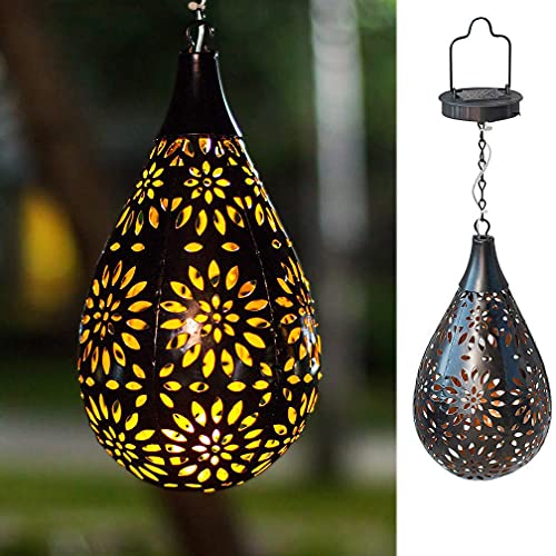 Luces solares para jardín al aire libre, árbol verde, luces solares colgantes para exteriores, jardín, bohemio, LED, impermeable, luz decorativa de metal para porche, jardín al aire libre Cover