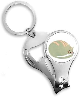 Sleepy Cat Animal Pet Watercolor Nail Nipper Ring Key Chain Bottle Opener Clipper