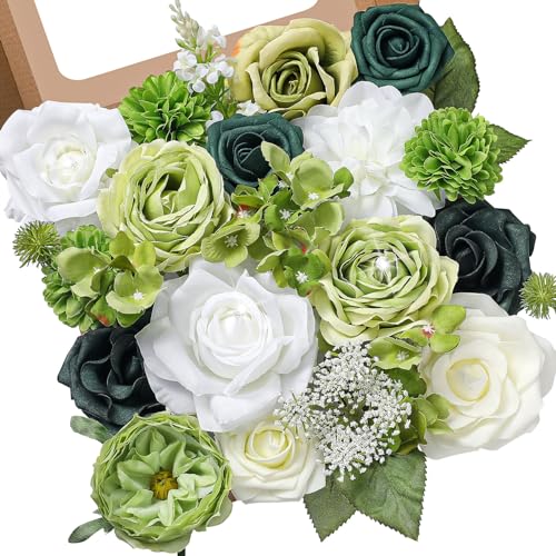 Serwalin künstliche Blumen gefälschte Seidenblumen Kuchen Blume weiß grüne Blume für DIY Hochzeit Sträuße Mittelstücke Baby Dusche Party Home Dekorationen (Lichtgrün)