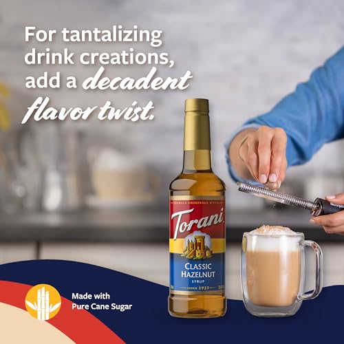 Image of Torani Classic Hazelnut Syrup for Drinks & Desserts, Pump Included, 25.4 Fl Oz