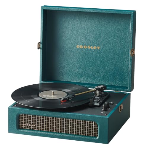 Image of Crosley CR8017B-DT Voyager Record Player, Dark Teal | 3-Speed Turntable, Bluetooth In / Out, Built-in Full-Range Stereo Speakers, Adjustable Pitch Control