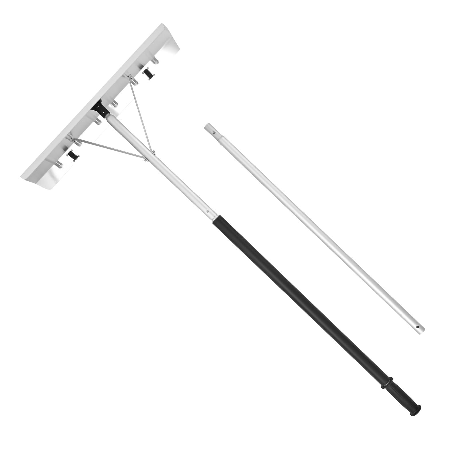 VEVOR Schnee Dachrechen, 66 cm Alu-Klinge, 142–606 cm Verstellbarer Schneeschieber mit Rädern, Schneeräumwerkzeug mit rutschfestem Griff, Hausdachrechen zum Entfernen von Laub & Schnee