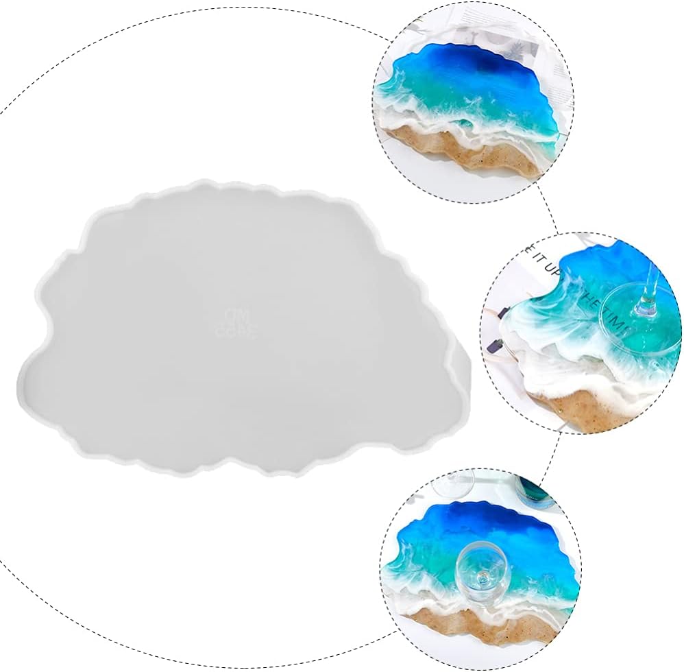 EXCEART Silicone Resin Casting Mold 14X9.37 Inch Creative Irregular Tray Mold for DIY Crystal Epoxy Crafts Flexible Non-Stick Storage Plate