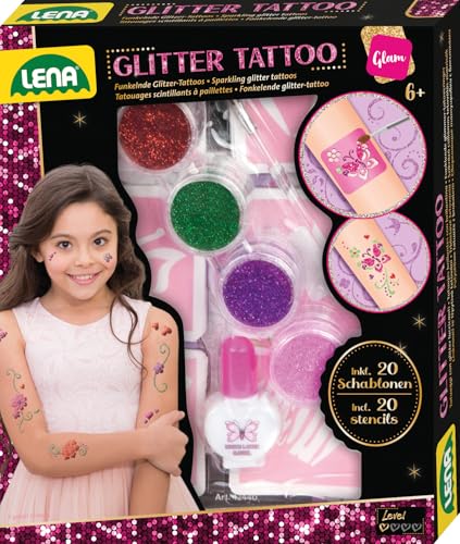 Lena 42440 - Fashion Glitter Tattoo Set, Mode Set zum Stylen und Schmücken...
