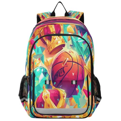 Sac à dos scolaire basket-ball grand volume ado voyage aquarelle