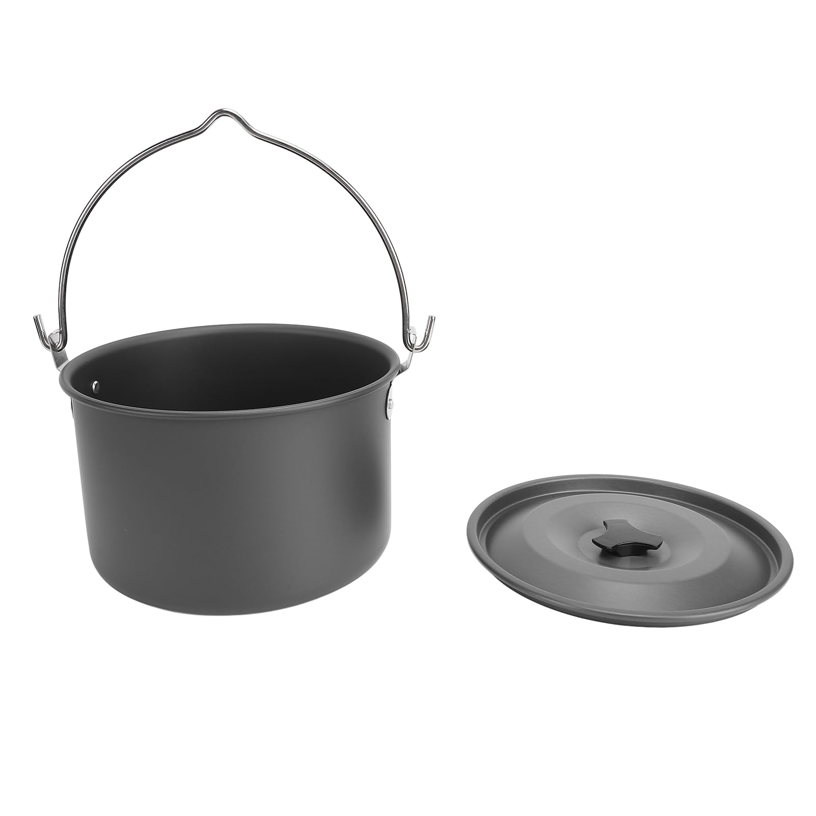 Steel Tea Kettle Camping Pot with Hanging Handle Anti Slip Coating Camping Water Boiler Stovetop Teapot Kettle for Water Heating Hiking Picnic Camping Kettle Stainless Gardening