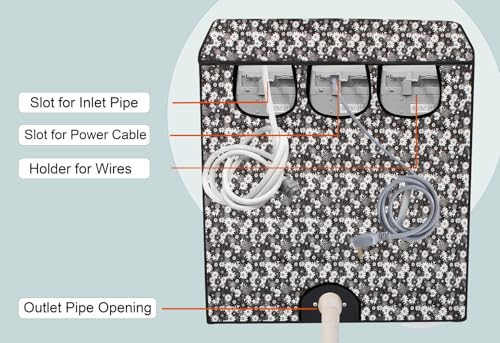 Image of Stylista Washing Machine Cover Compatible for Godrej 9 KG Semi-Automatic Top Loading WSEDGEPRO900ESLISP, Floral Pattern Grey White