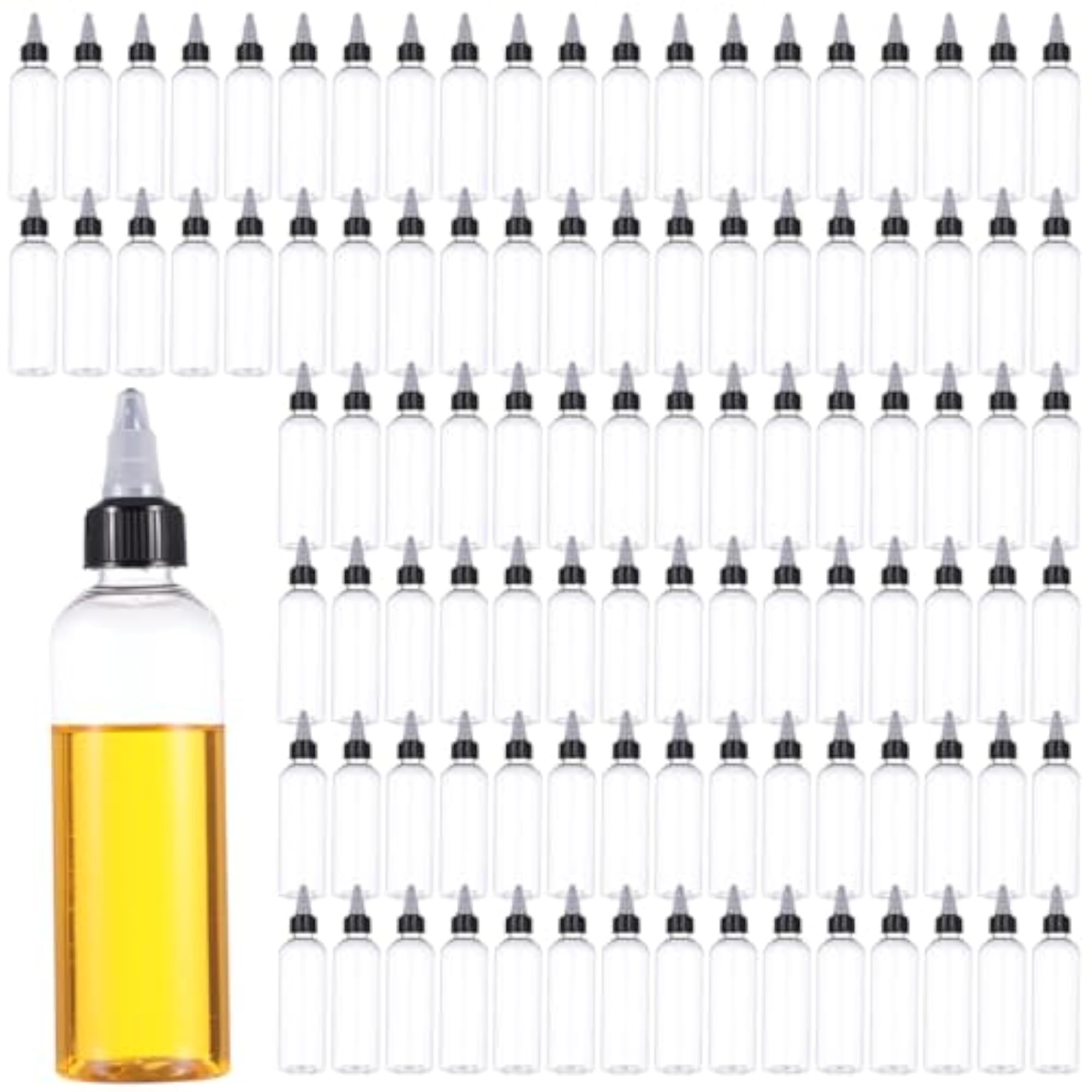 100 Pcs Plastic Squeeze Bottles, 4 oz Clear Applicators