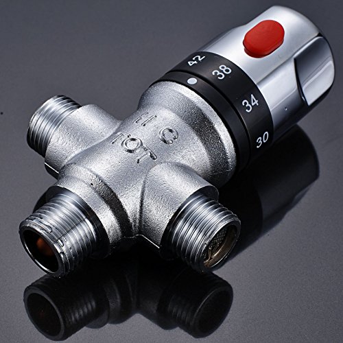 Rozin Solid Brass G1/2 Thermostatic Mixing Valve for Shower System Water Temperature Control, Chrome