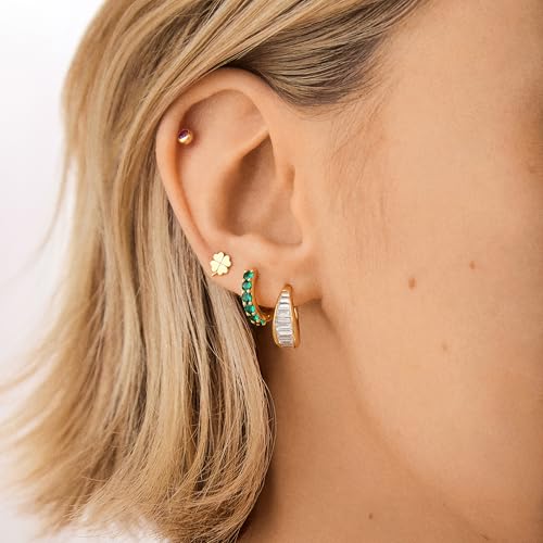 18K Gold-Plated Sterling Silver Birthstone Huggie Earrings4