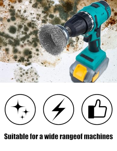 Image of 6Pcs Wire Brush for Drill 1 /4 Inch Hex Shank Carbon Steel Wire Wheel for Metal Polishing Rust Paint Burr and Scale Removal