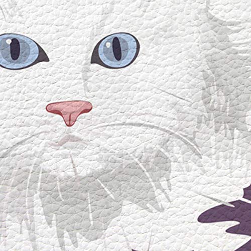 Arnecase Indoor Door Mat Leather Front Door Mat,Cute White Persian Cat With Beard On Purple Background,Easy Clean Patio Entrance Mat Non-Slip Entry Door Rugs For Farmhouse #TOP5