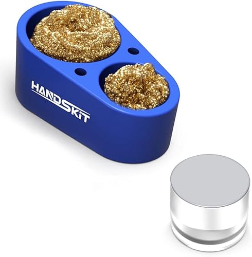 Handskit - Limpiador de puntas punta de soldador de hierro punta de soporte punta de estaño de alambre limpio puntas de bola de repuesto azul