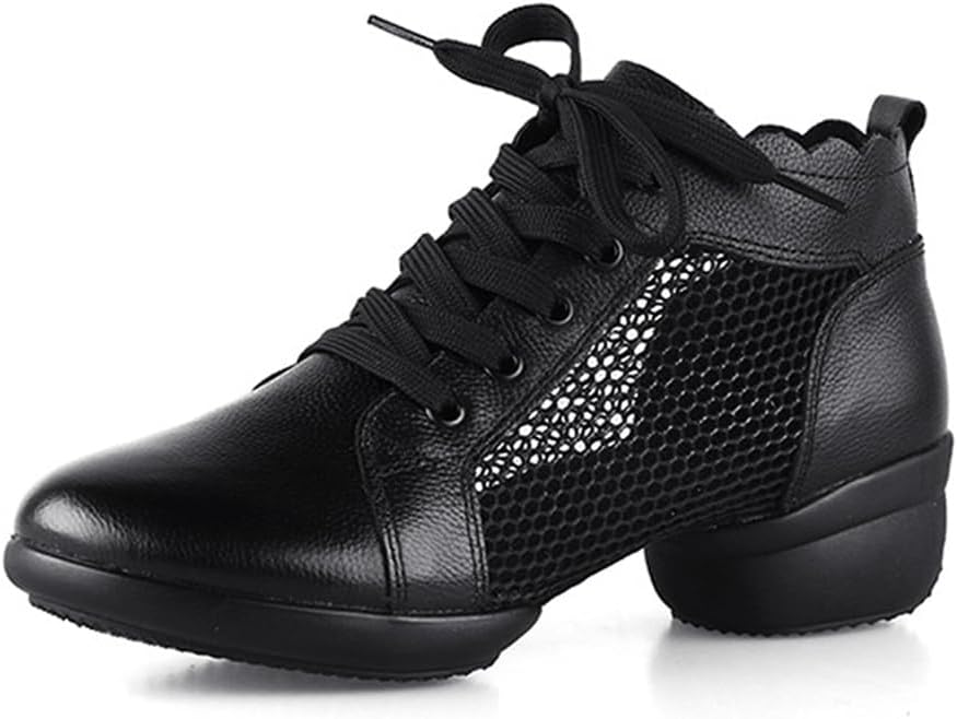 VEACAM Women's Jazz Dance Boots Lace-Up Platform Dancing Sneakers Breathable Split Sole Athletic Walking Dance Shoes