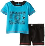 DC Shoes Co Boys' Baby-Newborn T-Shirt with Shorts, Blue, 3-6 Months