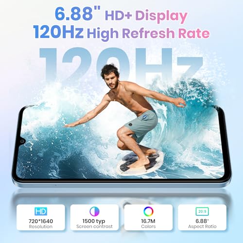 FOSSIBOT S5 Pro Android 15 Smartphone | 32GB+256GB/2TB, 6.88" HD, 6000mAh, 50MP+8MP AI Camera - 2026 Black Cell Phone - Image 6
