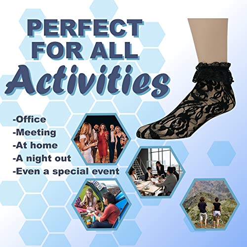 Image of EMEM Apparel Women's Lace Anklet Socks with Ruffle