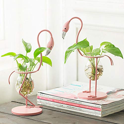 Hydroponics Planter Bulb Vase for Plants, Pink Flamingo Propagation Glass Vase for Home Office Desk Decor (Pink, Leg Lift) by LOPJGH - Used condition - Image 5