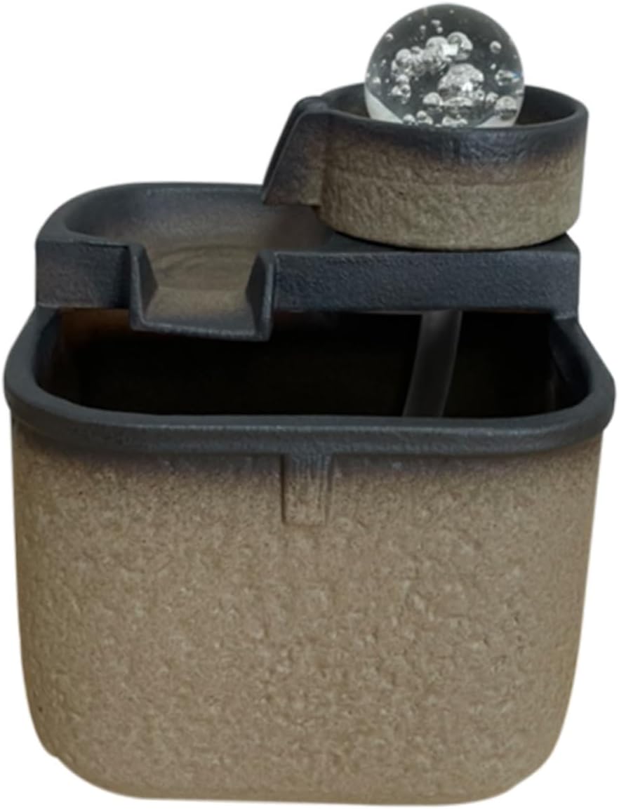 Ceramic Running Waterfall Ornament Ball Desktop Fountain for Home Office Decor Small Lightweight Landscape Fountain with Flowing Water Design Soothing Tabletop Water Feature for