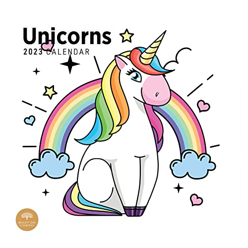Bright Day Calendrier mural 2023 licornes 30,5 x 30,5 cm, imagination magique pour les enfants et la famille Cover