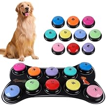 Dog Buttons for Communication 10 Dog Talking Buttons Starter Set 30S HD Recordable Training Buttons with Waterproof Anti-Slip Mat + 50 Scene Stickers
