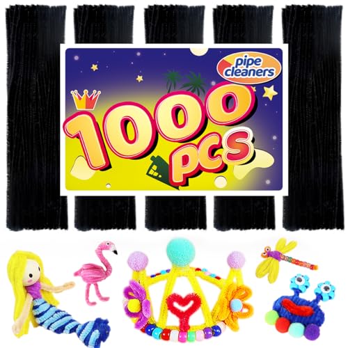 Image of Arts & Crafts Supplies - 1000 Black Pipe Cleaners