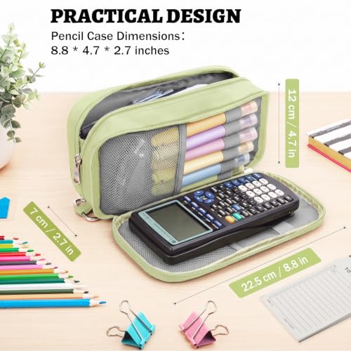 Image of Pencil Case Big Capacity Pen Pouch Large Storage Holder Marker Pen Bag Durable 3 Compartment School Office Desk Organizer Portable Cute Zipper Stationery for Kids Teen Student Boys Girls Adults