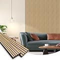 SMARTSTANDARD 6 Pack Acoustic Wood Wall Panels, 94"x 7.9" Each Soundproof Wall Panel, 3D Fluted Wood Slat Paneling for Wall and Ceilings, Natural Oak