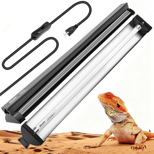 T5 HO UVB Reptile Light Fixture with 10.0 UVB Bulb 24W High Output UVB Light for Reptiles 22 T5 UVB Light Bar for Bearded Dragons Tortoises Iguanas Desert Reptile UVB Lamp for Terrarium Lighting
