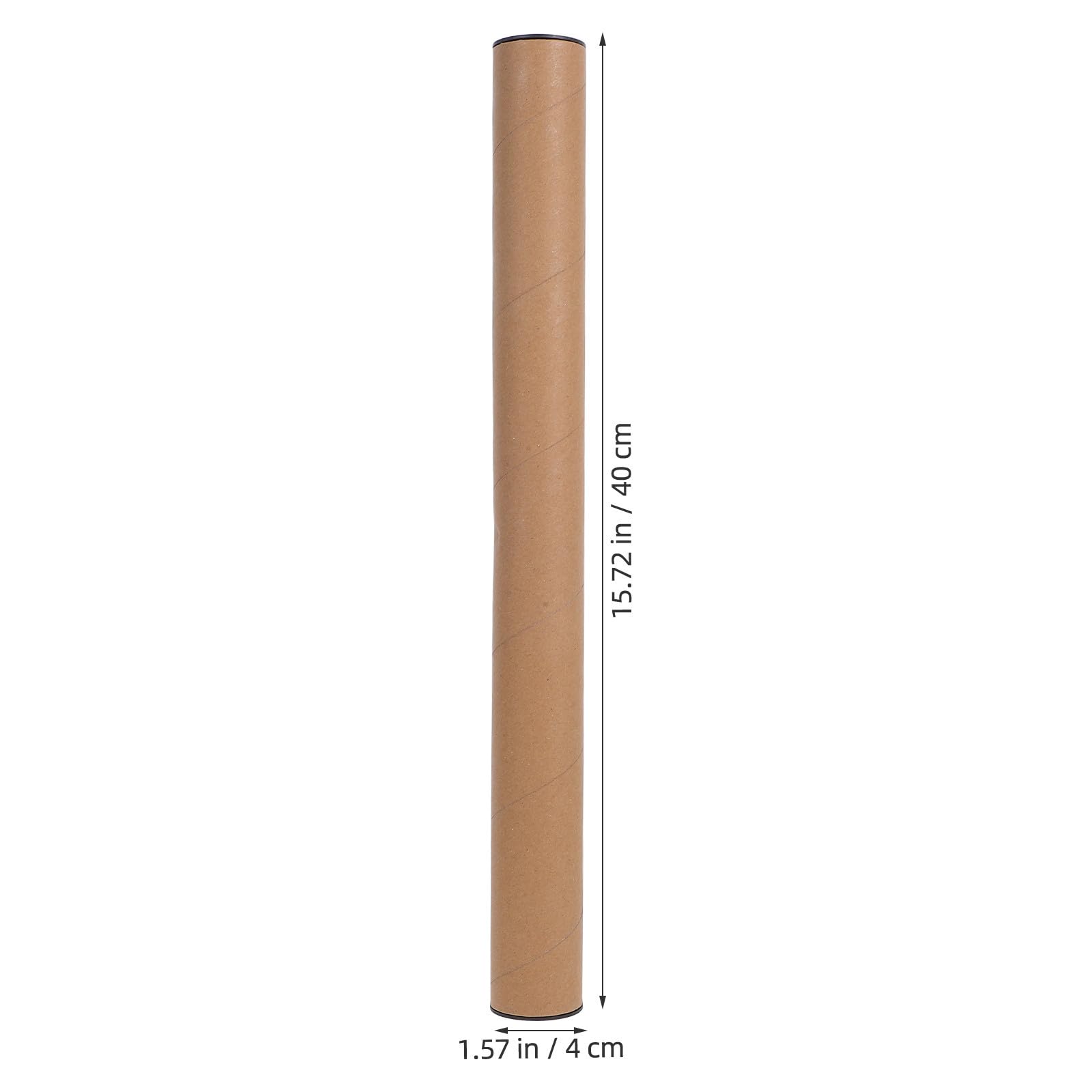 Tubos de Cartón para Embalaje de Documentos y Pósteres 40X4 CM, 10 Unidades Tapa Negra, Tubos de Papel Kraft para Envíos y Almacenamiento Seguro