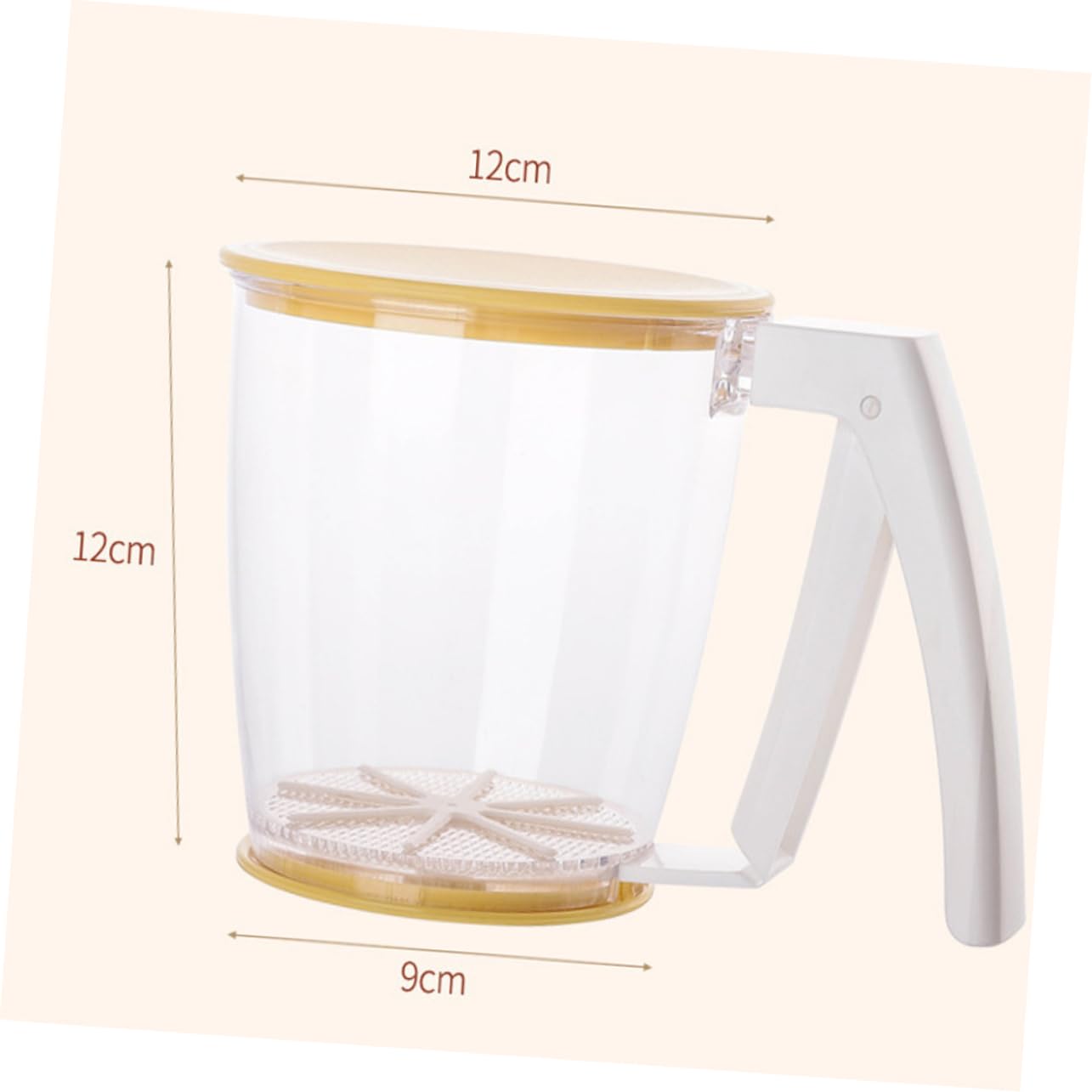 COLLBATH 1pc Handheld Flour Sifter Fine Mesh Design Plastic Kitchen Strainer for Sugar Powder and Baking Yellow for Efficient Sifting and Storage