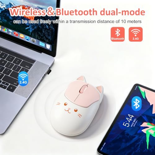 Cute Cat Dual-Mode Wireless Mouse 2.4G & Bluetooth, Pink — 사진 7