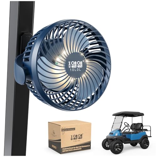 10L0L Ventola da golf cart con supporto magnetico e durata di 56 ore, batteria da 8000 mAh, raffreddamento a 3 velocità, luce LED integrata, funzione power bank, design stabile in ABS per tutti i