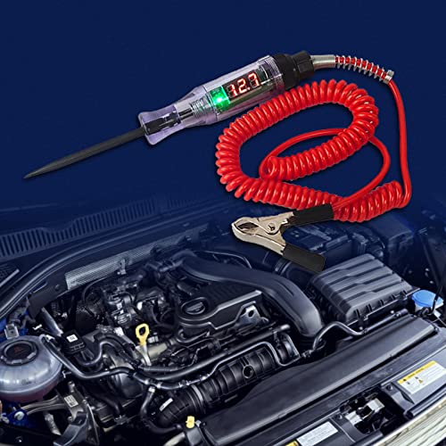 Sodcay 1 Pc Automotive Test Light Digital Led Circuit Tester, Dc 3V/6V/12V/24V Inductive Test Pen With 70.8 Inches Retractable Spring Wire, For Checking Vehicle Car Truck Motorcycle (Black & Red) #TOP2