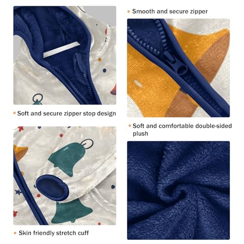 Bell Christmas Girls Fleece Jacket Girls Fall Jacket Girls Zip Up Hoodie Girls Sherpa Jacket 2-10T3