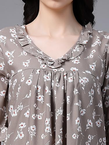 Image of OOMPH! Cotton Blend Nighty for Women's | Night Gown | Nighty | Nightdress | Maxi Dress | Sleepwear | Gown for Women | Nighties | Sleepwear