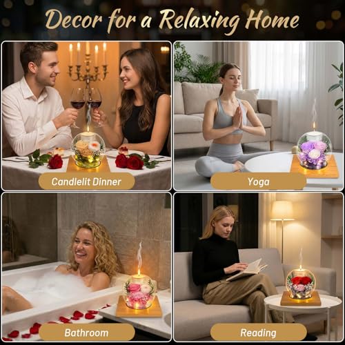 ENERLEAF Preserved Red Real Rose in Glass with Scented Candles – Forever Flower Romantic Anniversary Christmas Birthday Valentines for Mom, Women, Wife, Girlfriend, Her, Grandma - Image 5