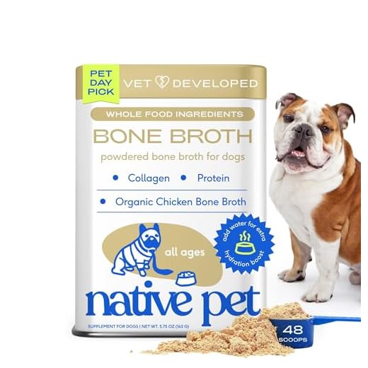 Native Pet Bone Broth for Dogs and Cats - Chicken Bone Broth Powder Dog Food Toppers for Picky Eaters - Provides Extra Nutrition for Joint Strength, Immune Support & Heart Health - 48 Scoops
