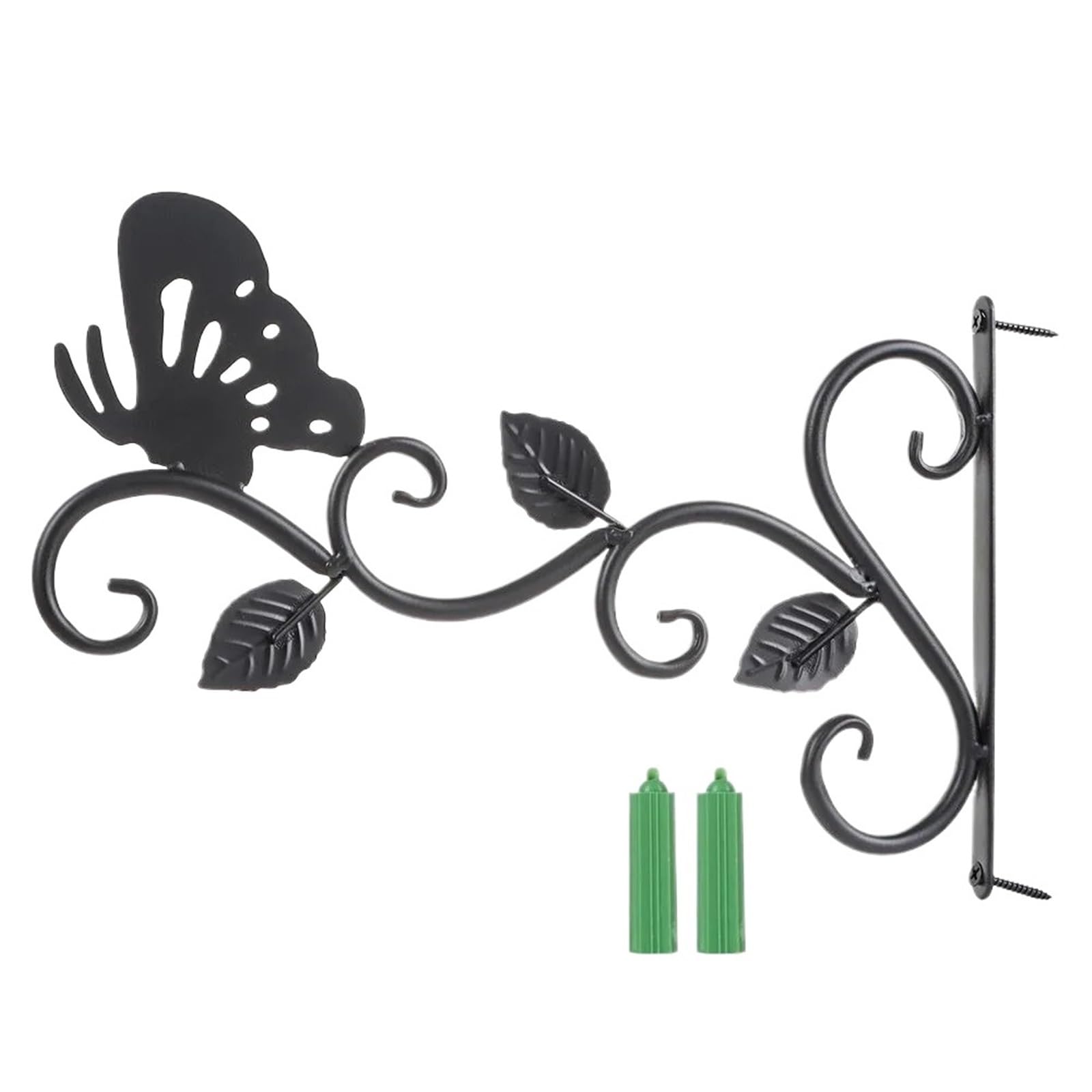 RGOEMHJ Black Hanging Flower Basket Brackets Iron Pattern Wall Mounted Plant Hanger Indoor Outdoor Garden Backyard for Planter Flower(Color 1)