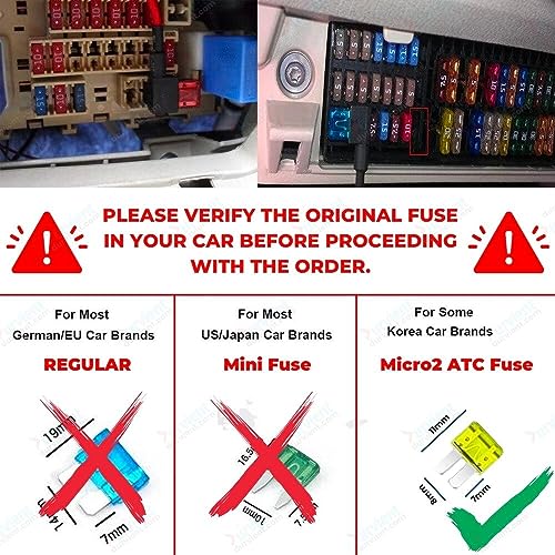 Image of com Micro2 ATC ATO Fuse Tap Automotive No Splice Connector For Kia Hyundai Ford Mahendra Cars (Pack of 3)